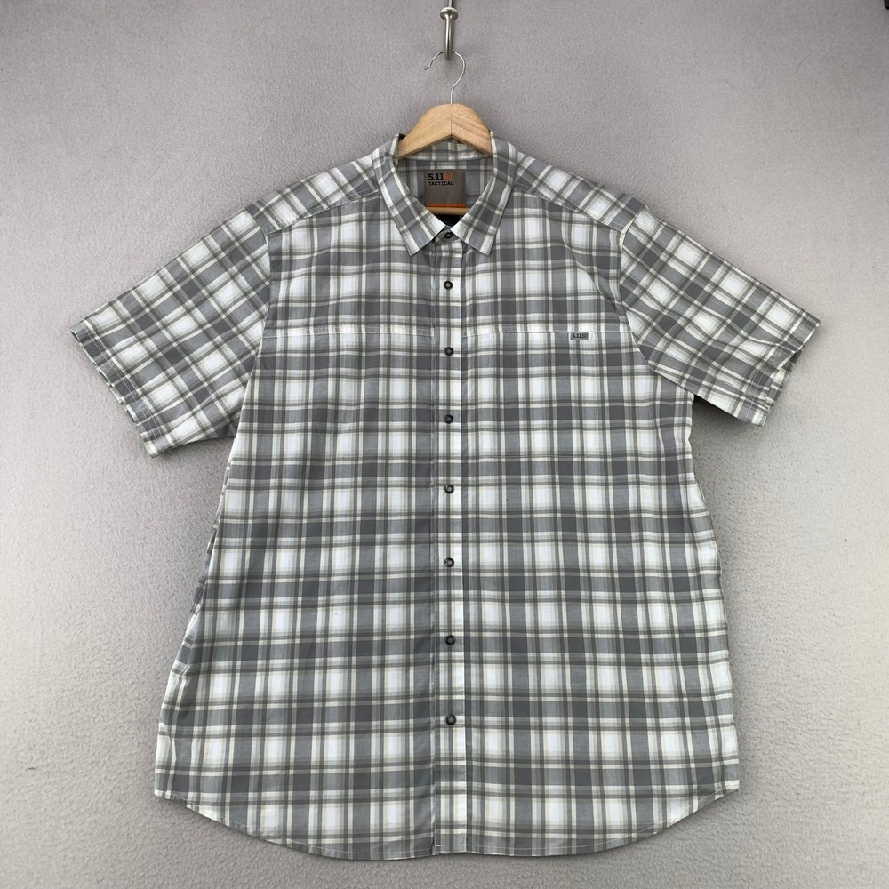 5.11 Tactical Covert Button Up Shirt Mens Large Gray Short Sleeve Snap‎ Front
